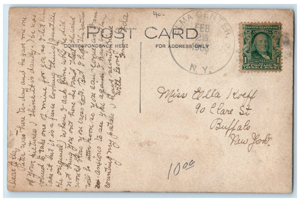1908 View Of Lake Boat Elma Center New York NY RPPC Photo Antique Postcard