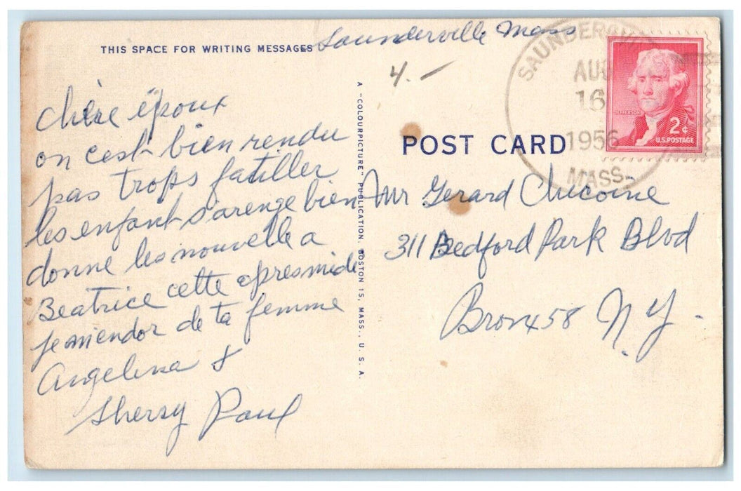 1956 United States Post Office Millbury Massachusetts MA Vintage Postcard