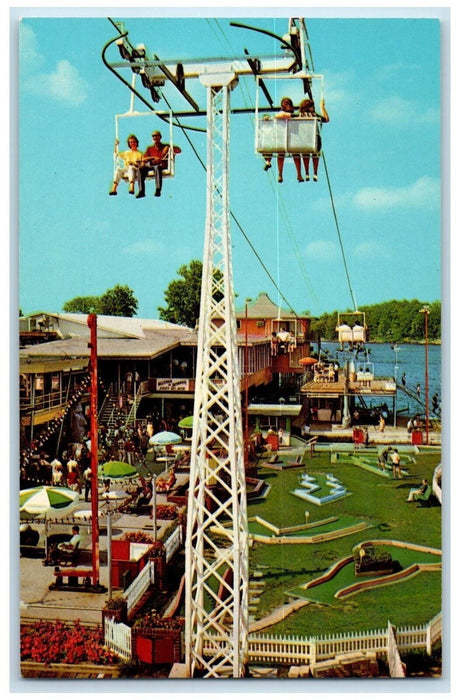 c1950's Indiana Beach Sky Ride Lake Shafer Monticello Indiana IN Postcard