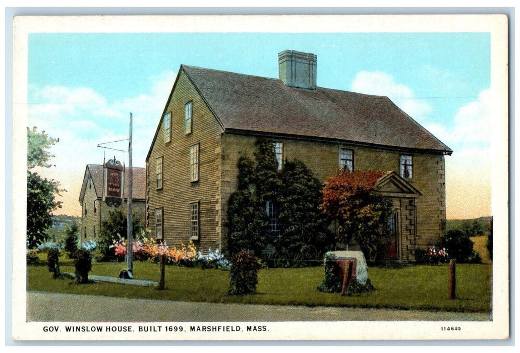 c1930's Gov. Winslow House Built 1699 Marshfield Massachusetts Vintage Postcard