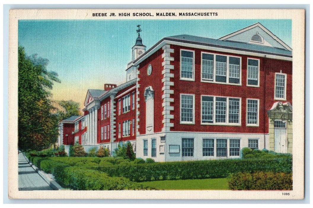 1946 Beebe JR. High School Malden Boston Massachusetts MA Postcard