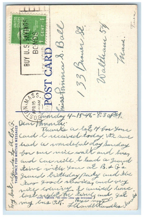 1946 Beebe JR. High School Malden Boston Massachusetts MA Postcard