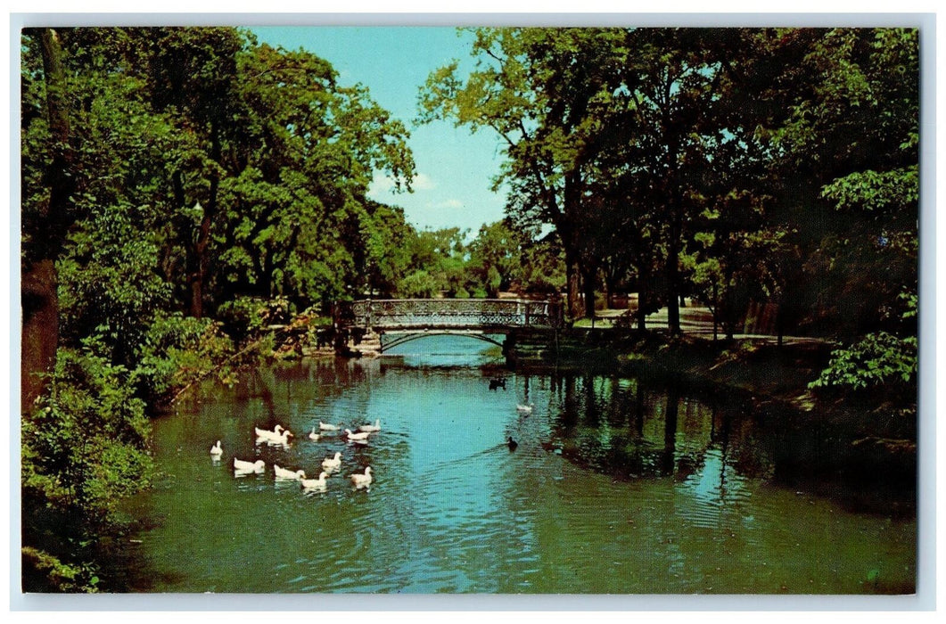 Scenic View Of Glen Miller Park Lagoon Richmond Indiana IN Vintage Postcard