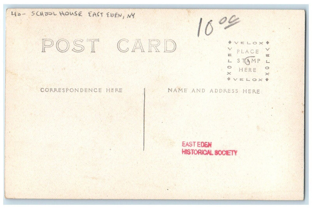 c1910's School House East Eden New York NY RPPC Photo Unposted Antique Postcard