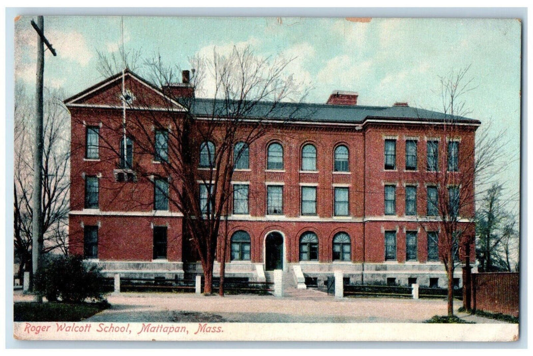 c1910's Roger Walcott School Building Mattapan Massachusetts MA Antique Postcard