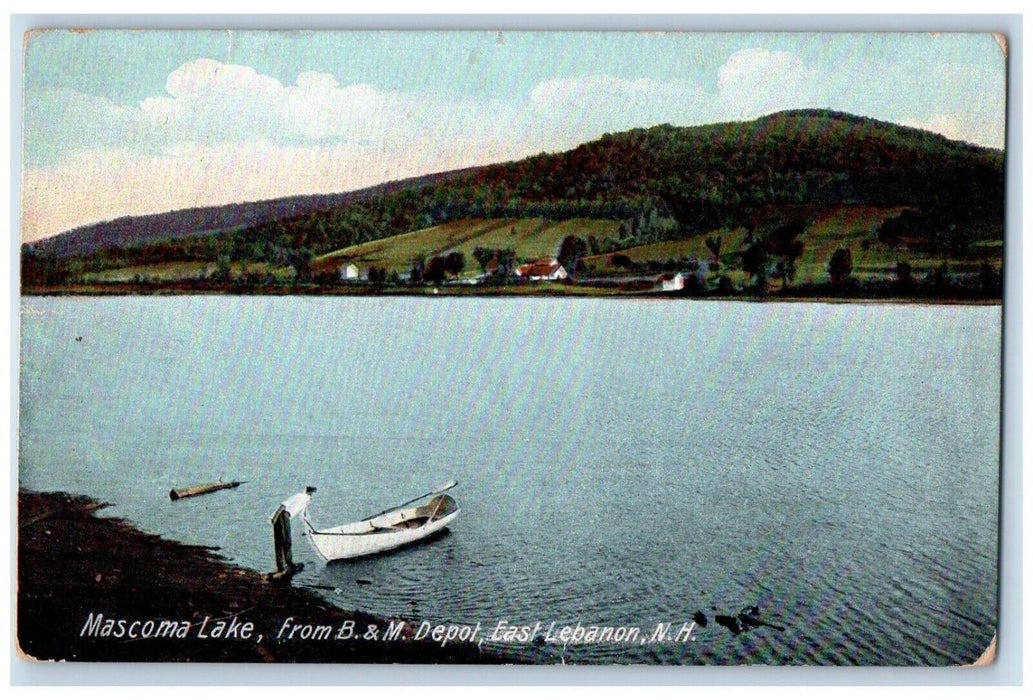 1910 Mascoma Lake Mountain Paddle Boat Depot East Lebanon New Hampshire Postcard