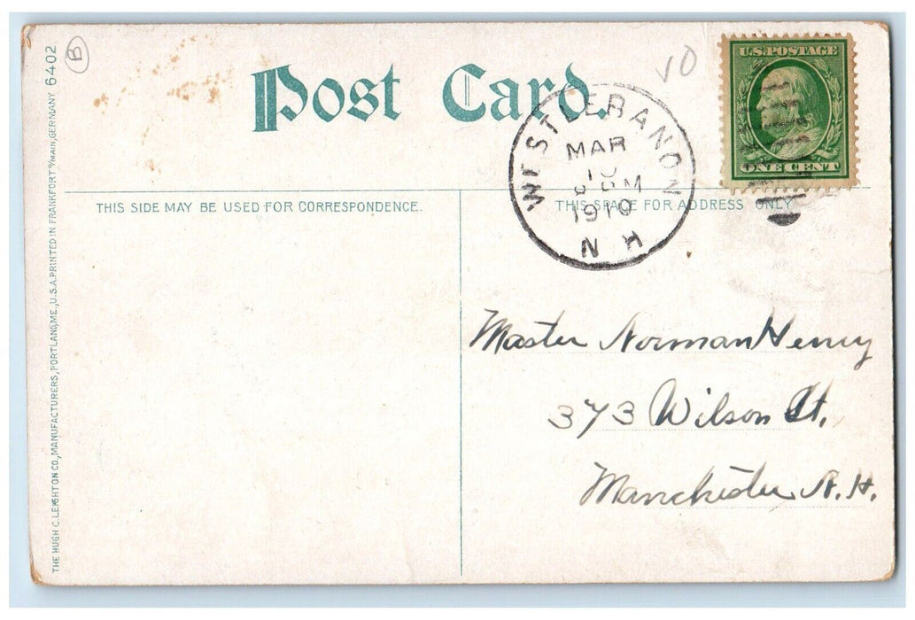 1910 Mascoma Lake Mountain Paddle Boat Depot East Lebanon New Hampshire Postcard