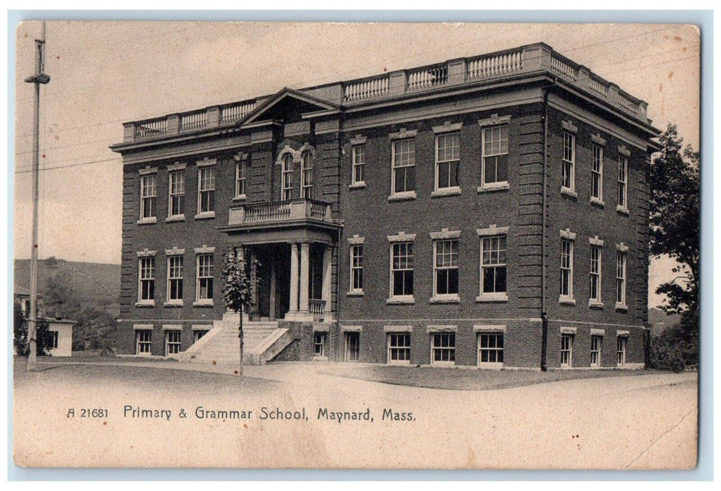 1909 Primary & Grammar School Building Maynard Massachusetts MA Vintage Postcard