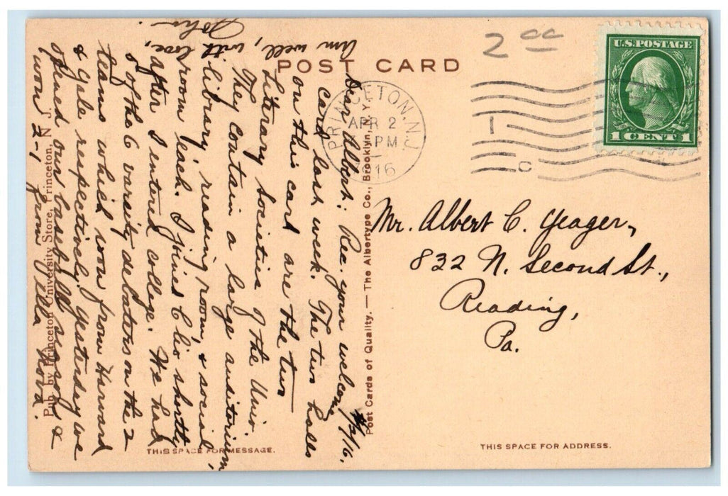 1916 Whig Clio Halls Princeton University Princeton New Jersey Antique Postcard