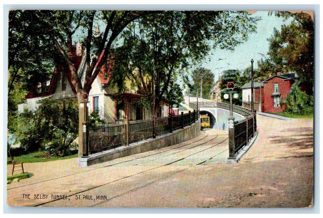 1912 Selby Tunnel Streetcar Rail Road Street St. Paul Minnesota Vintage Postcard
