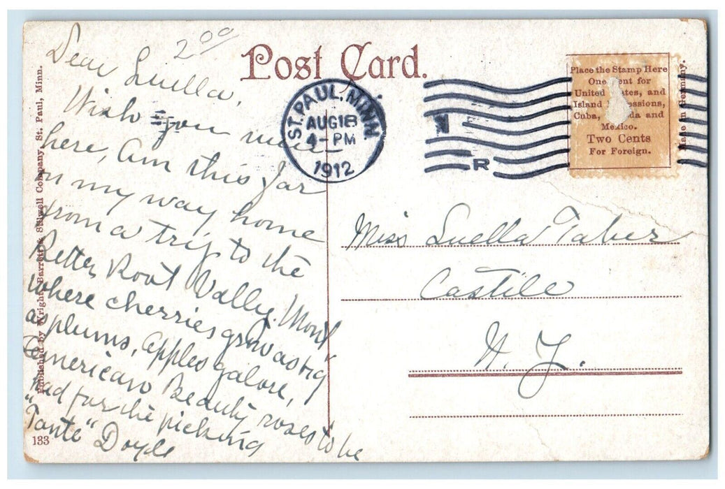 1912 Selby Tunnel Streetcar Rail Road Street St. Paul Minnesota Vintage Postcard