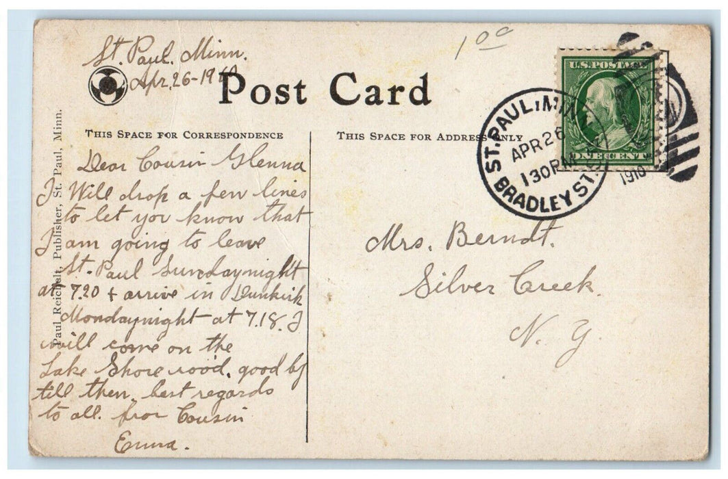 1910 Fish Hatchery Pond Canal Creek Signage Park St. Paul Minnesota MN Postcard
