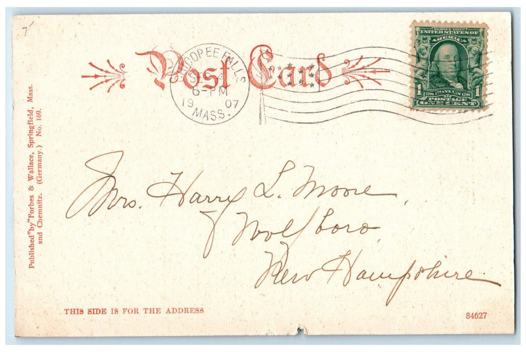 1907 View Of Union Station Springfield Chicopee Falls Massachusetts MA Postcard