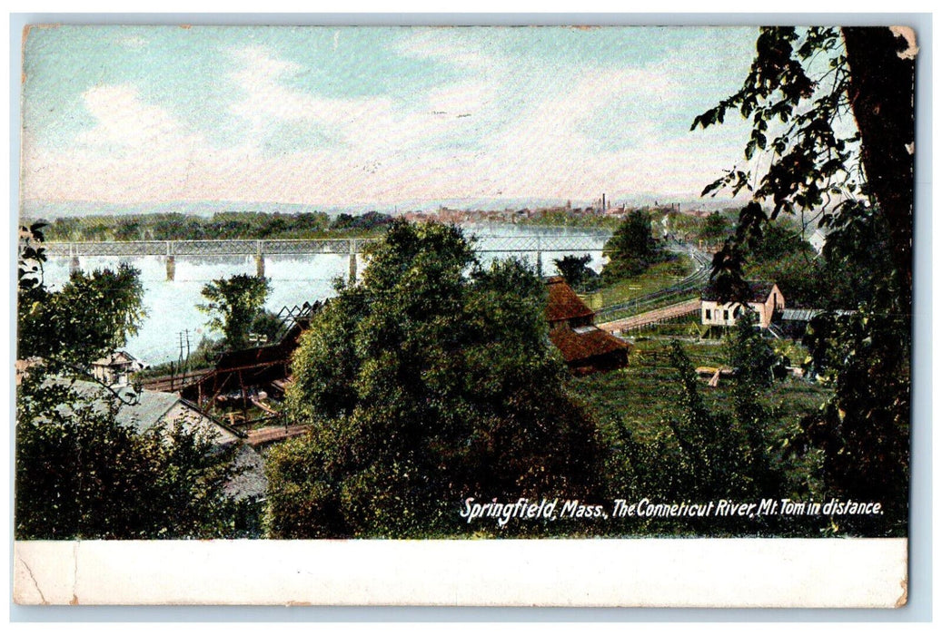 The Connecticut River Mt. Tom In Distance Springfield Massachusetts MA Postcard