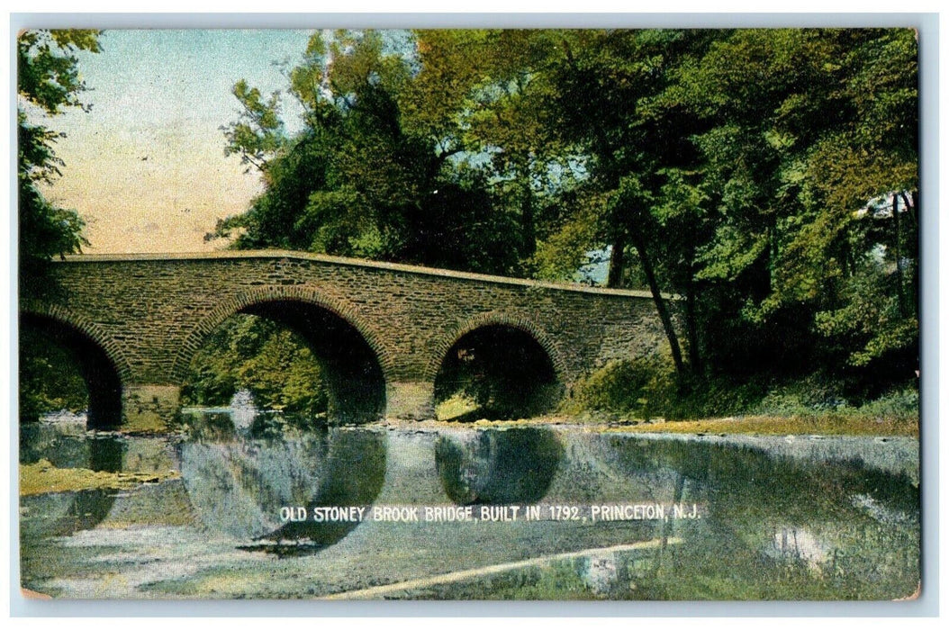 1909 Old Stoney Brook Bridge Princeton New Jersey NJ Vintage Antique Postcard