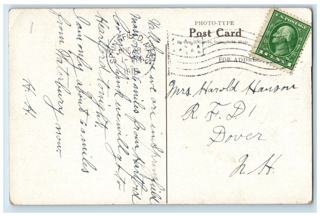 1915 Court Square Theatre Building Hotel Springfield Massachusetts MA Postcard