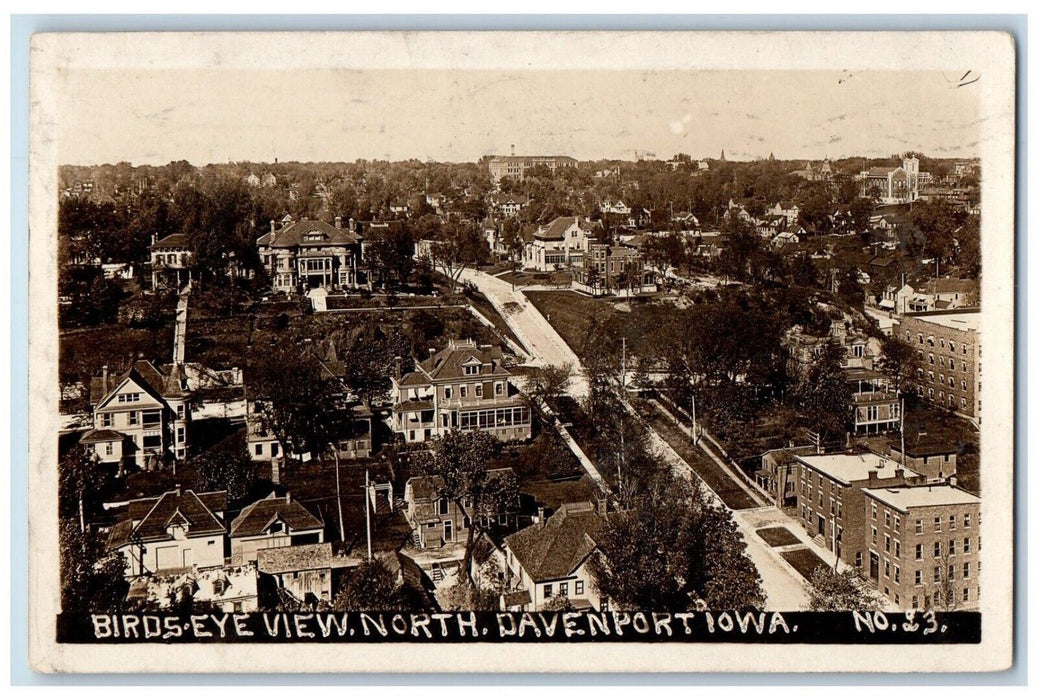 1911 Birds Eye View Of North Davenport Iowa IA RPPC Photo Posted Postcard