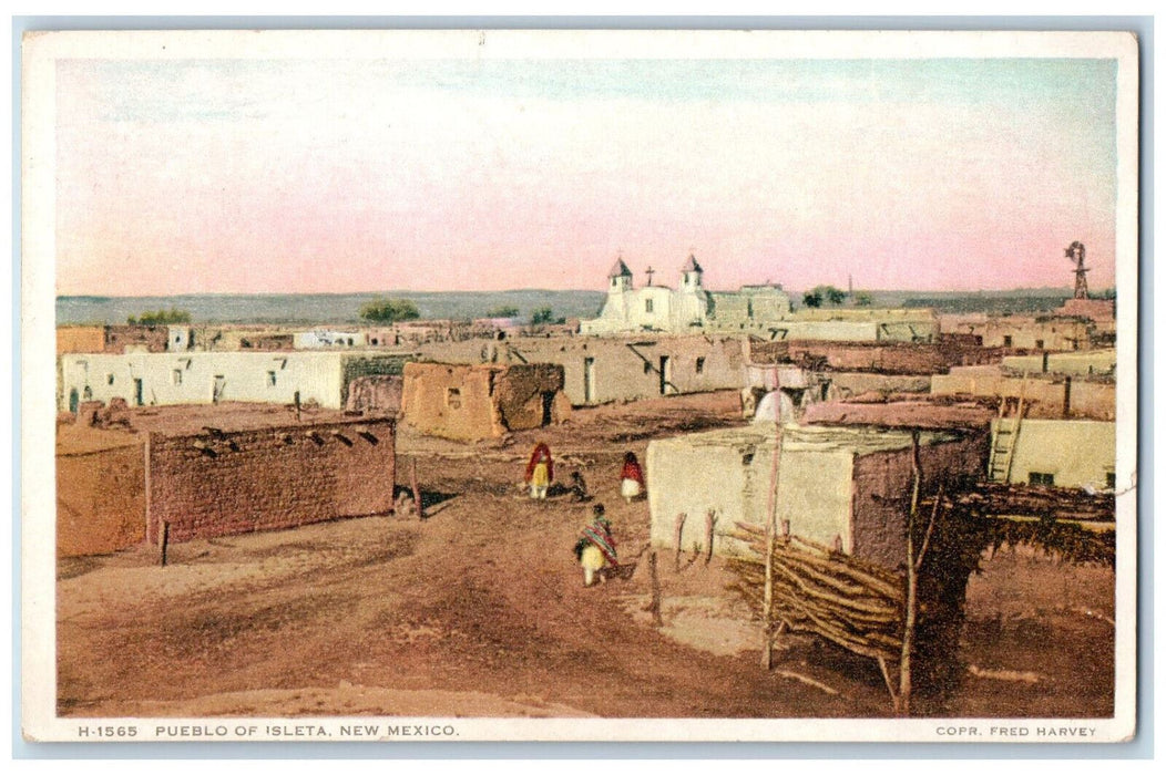 View Of Pueblo Of Isleta New Mexico NM Vintage Posted Phostint Postcard