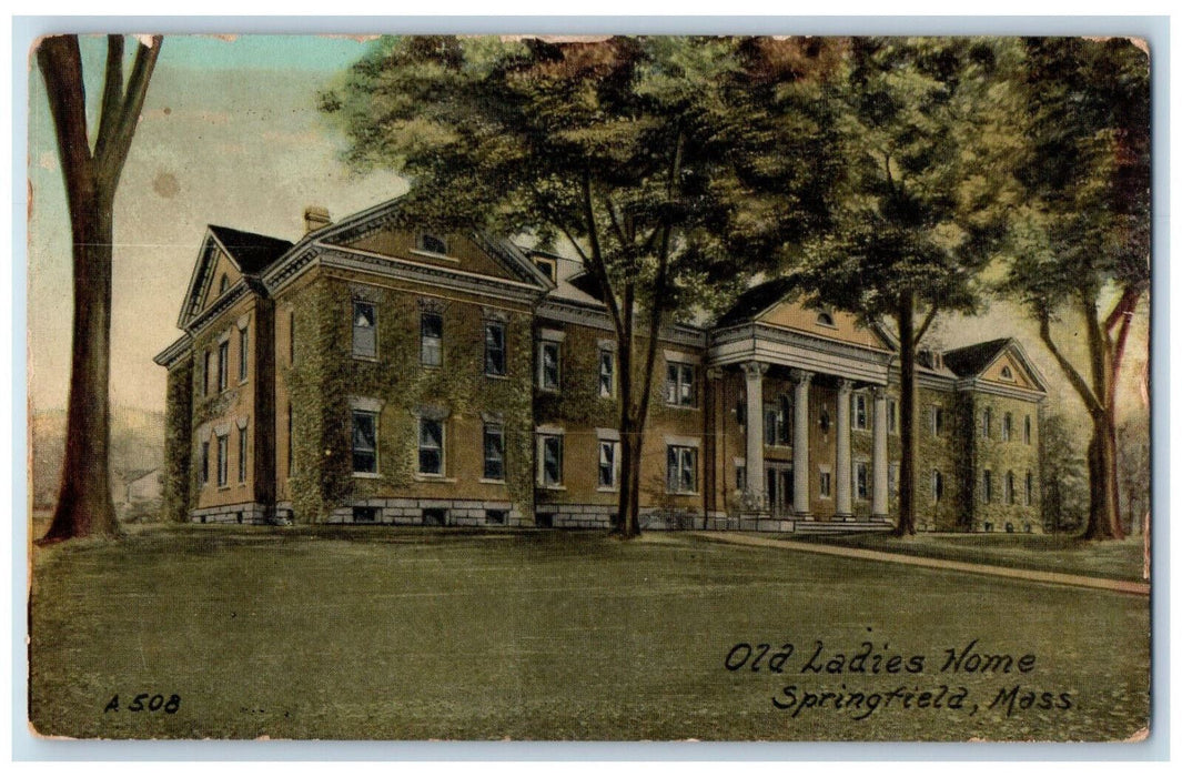 Ladies Home Building Tree-lined Scene Springfield Massachusetts MA Postcard