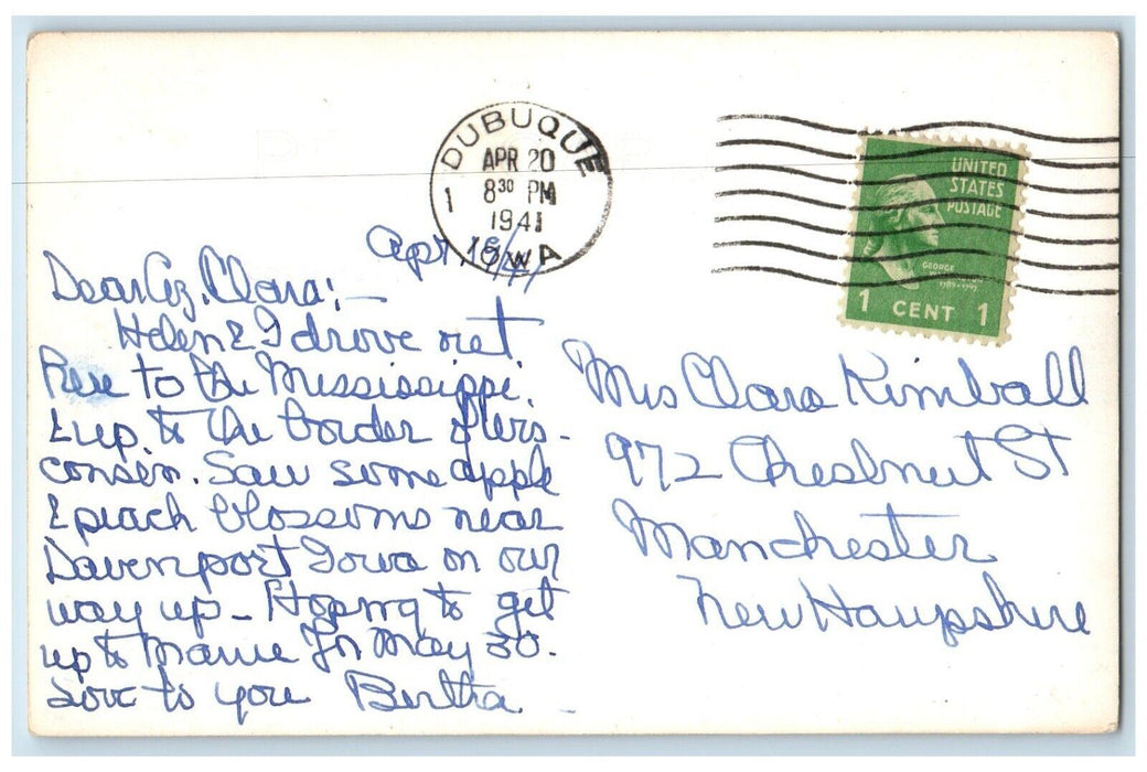 1941 Wisconsin To Iowa Bridge Mississippe River Dubuqe  IA RPPC Photo Postcard