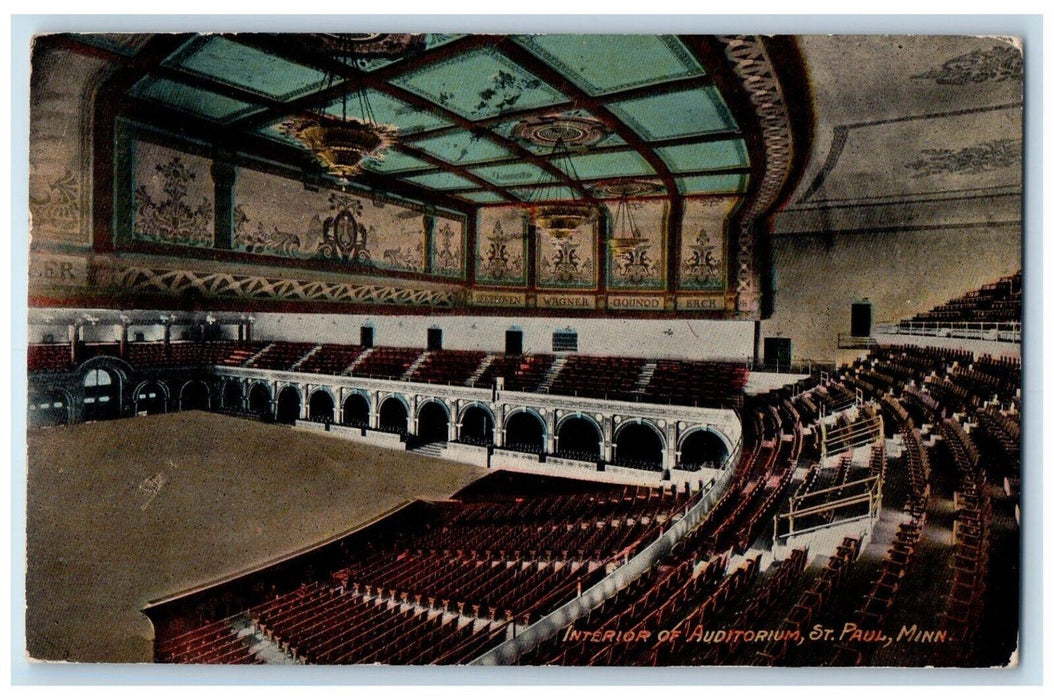 1914 Interior Auditorium Chandelier Cinema Chair St. Paul Minnesota MN Postcard