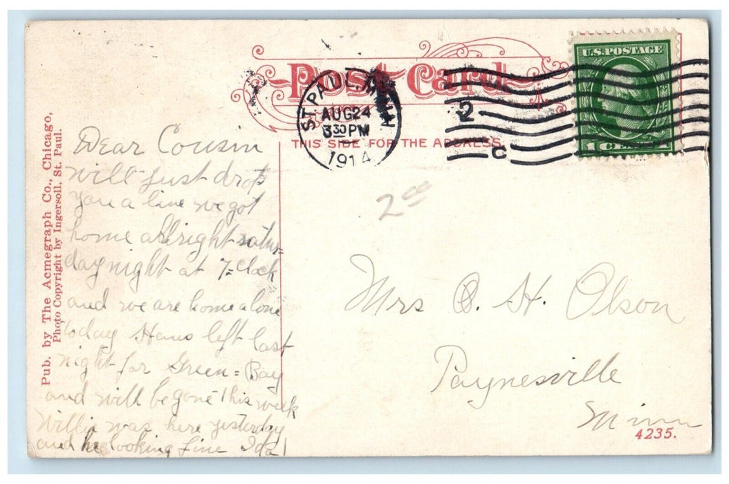 1914 Interior Auditorium Chandelier Cinema Chair St. Paul Minnesota MN Postcard