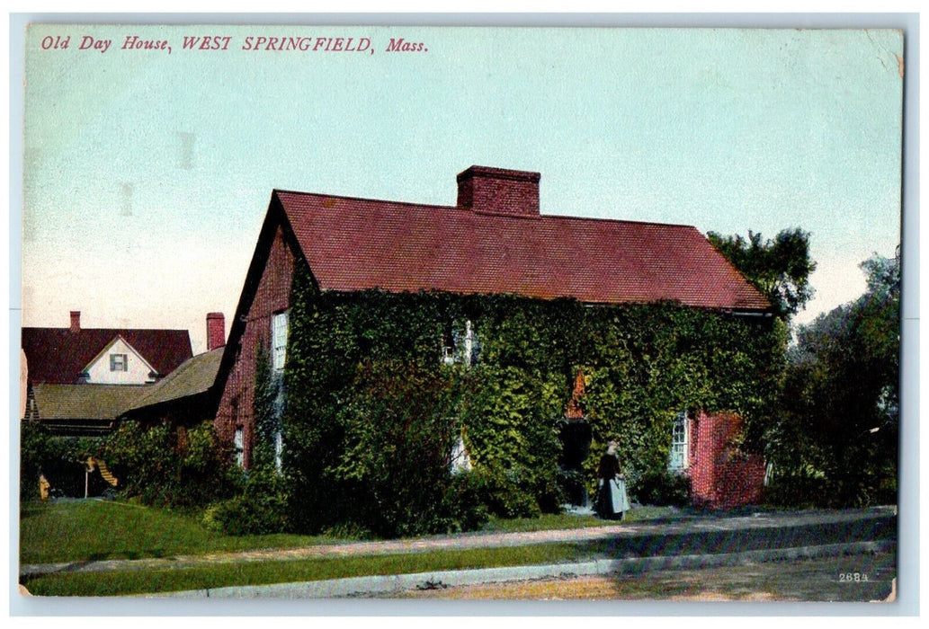 View Of Old Day House Roadside West Springfield Massachusetts MA Postcard