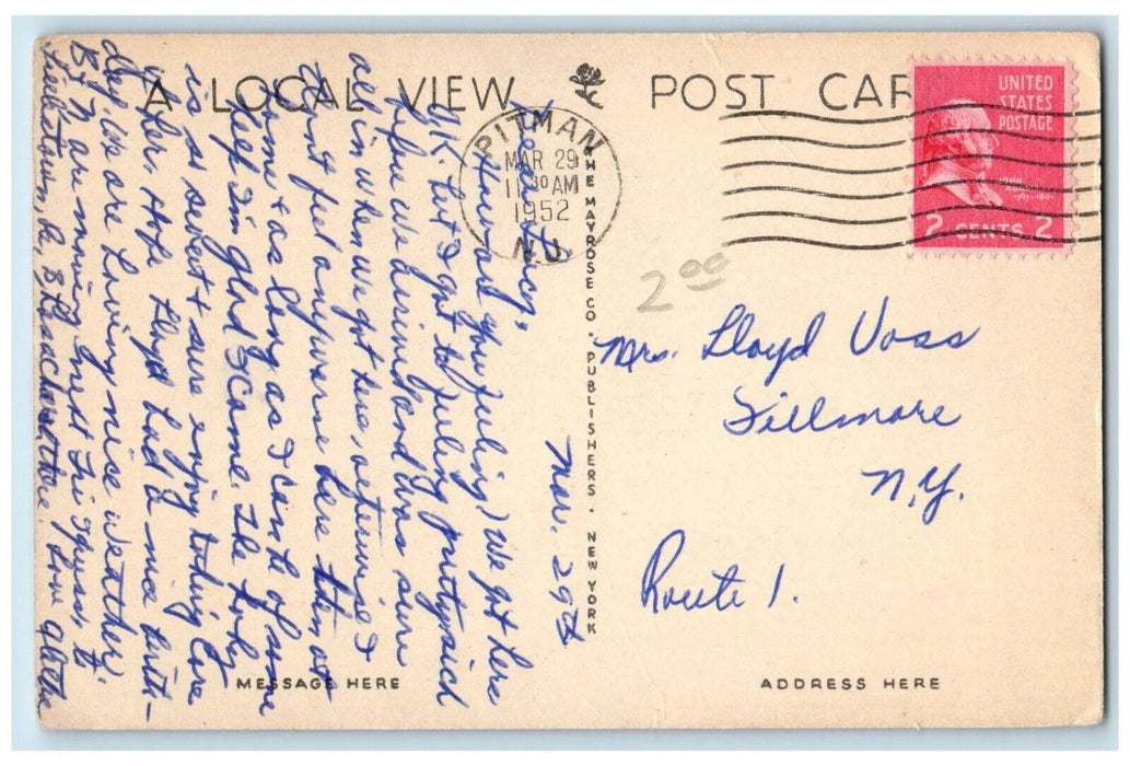 1952 Pitman High School Building Pitman New Jersey NJ Antique Vintage Postcard