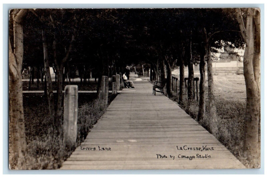 1909 Lovers Lane Boardwalk La Crosse Kansas KS RPPC Photo Posted Postcard