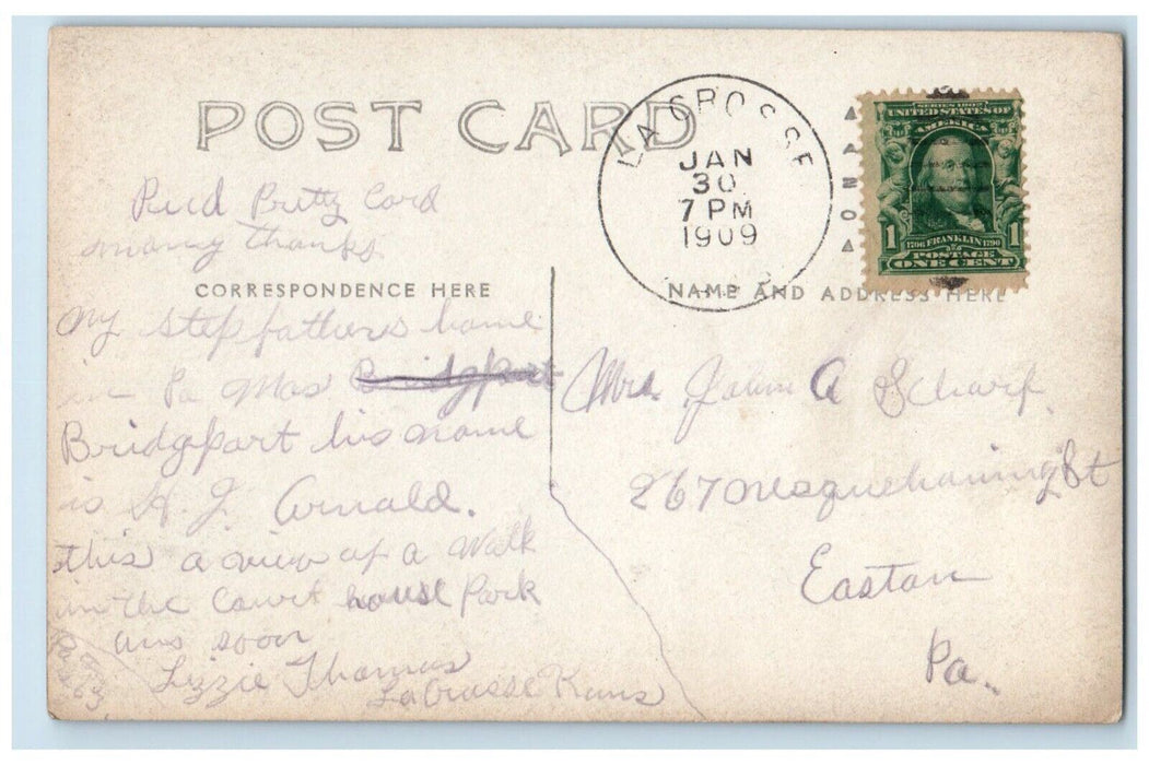 1909 Lovers Lane Boardwalk La Crosse Kansas KS RPPC Photo Posted Postcard