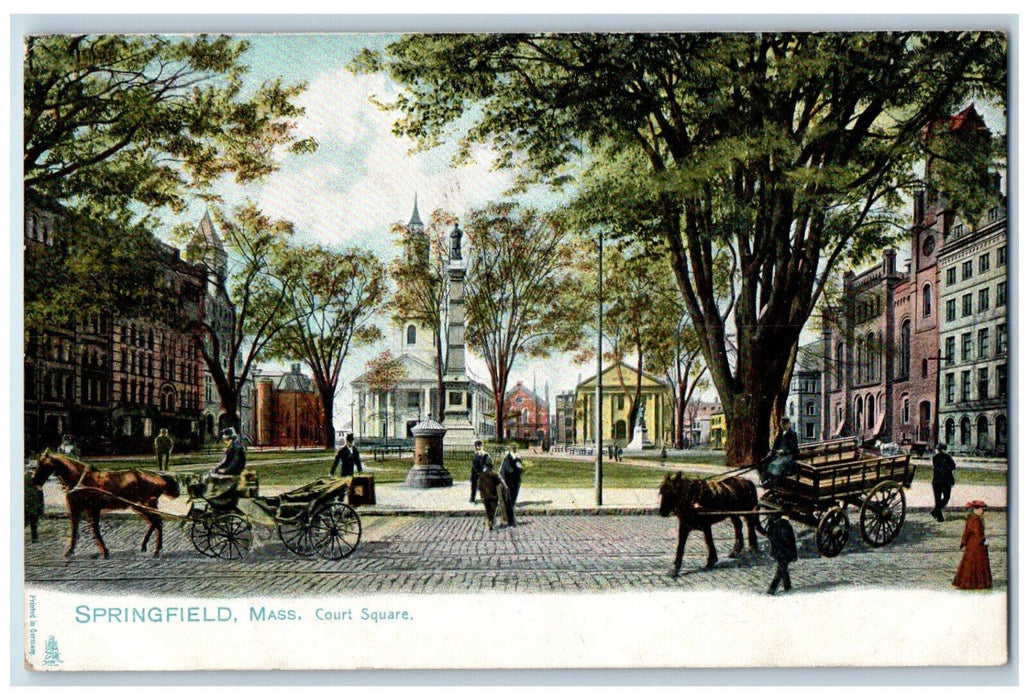 View Of Court Square Garden Park Springfield Massachusetts MA Tuck's Postcard