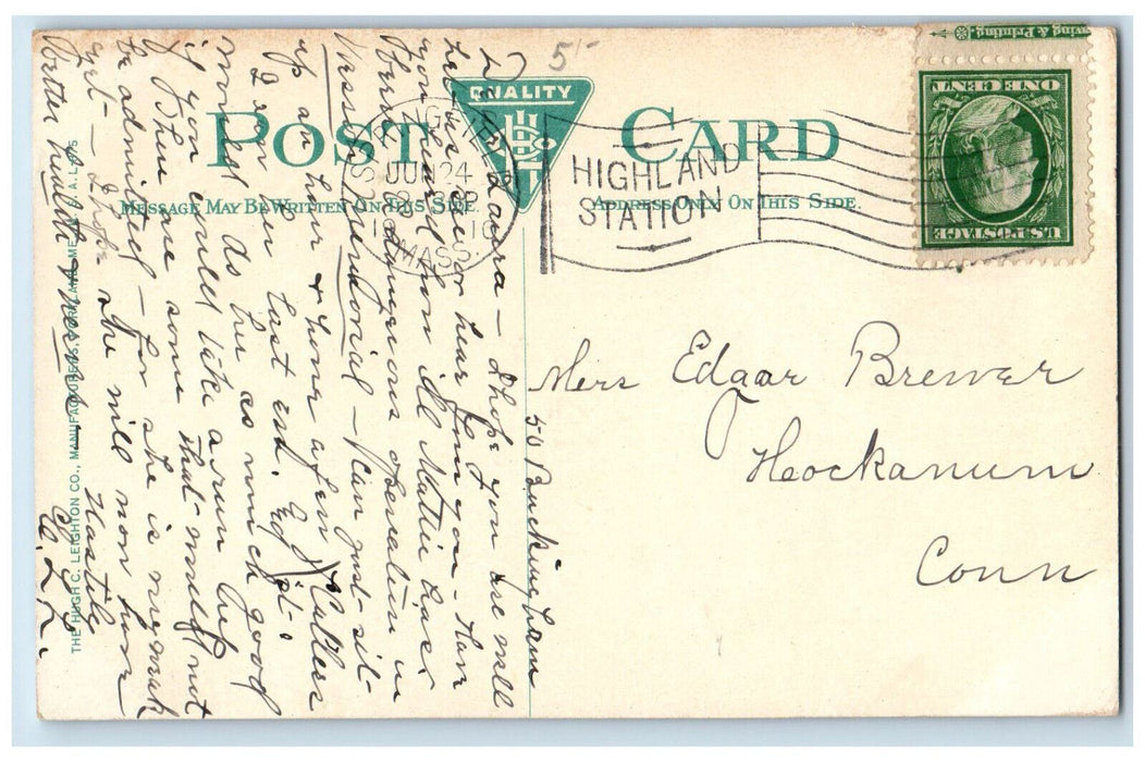 1910 Springfield Hospital Driveway And Main Entrance Massachusetts MA Postcard