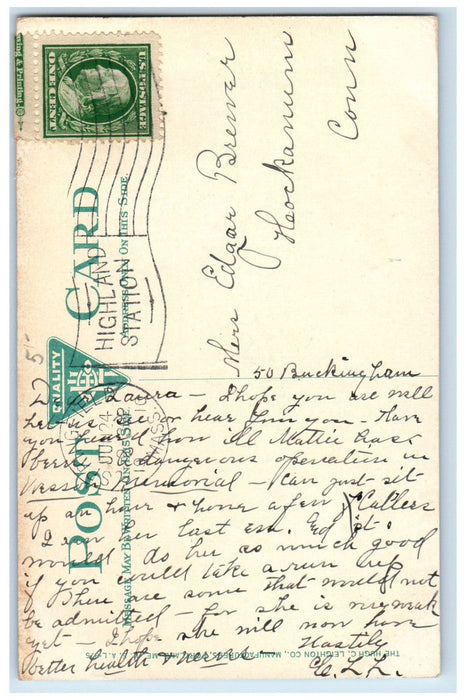 1910 Springfield Hospital Driveway And Main Entrance Massachusetts MA Postcard