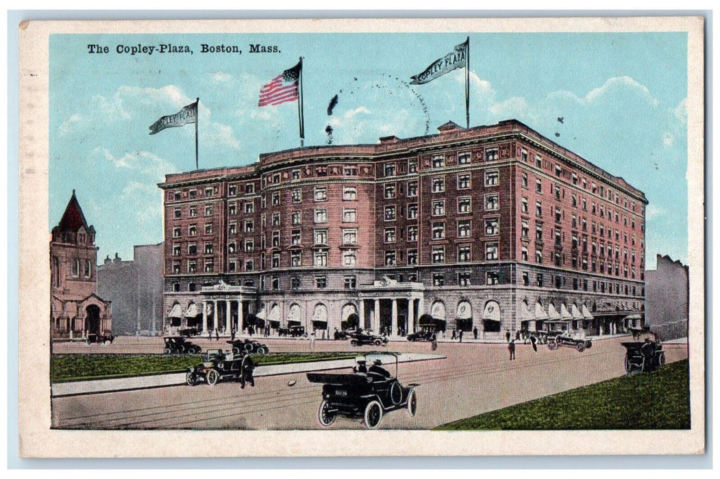 1921 The Copley-plaza Building Cars Boston Massachusetts MA Vintage Postcard