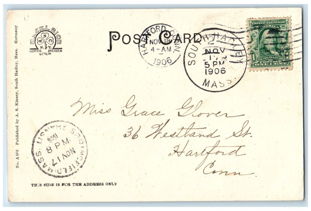 1906 View Of Lake Nonotuck Mount Holyoke College South Hadley MA Postcard