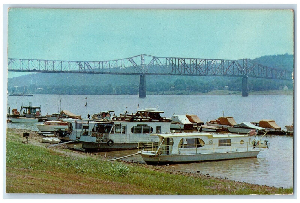 The River Front Park Boat Yacht Docking Place Madison Indiana IN Postcard