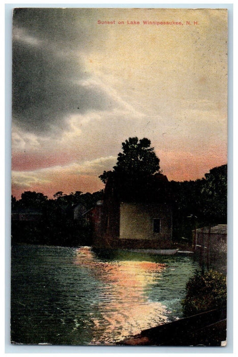 1907 Sunset Lake Winnipesaukee Alton Bay New Hampshire Vintage Posted Postcard
