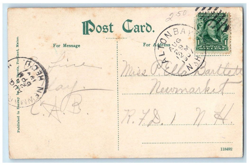 1907 Sunset Lake Winnipesaukee Alton Bay New Hampshire Vintage Posted Postcard