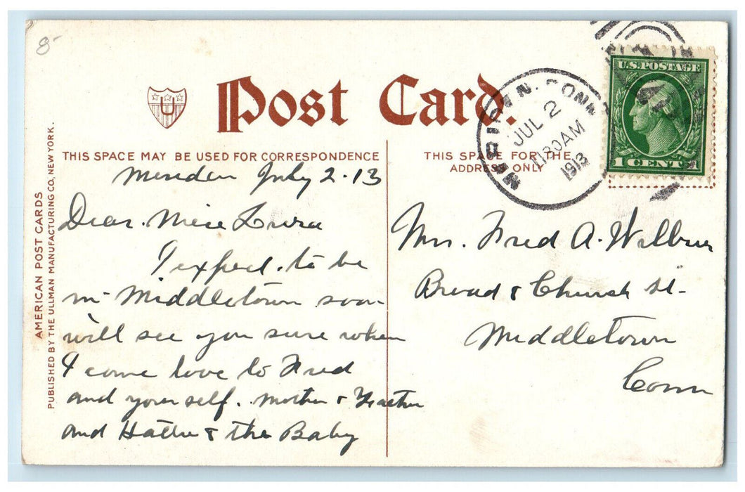 1913 High School State Street Building Springfield Massachusetts MA Postcard