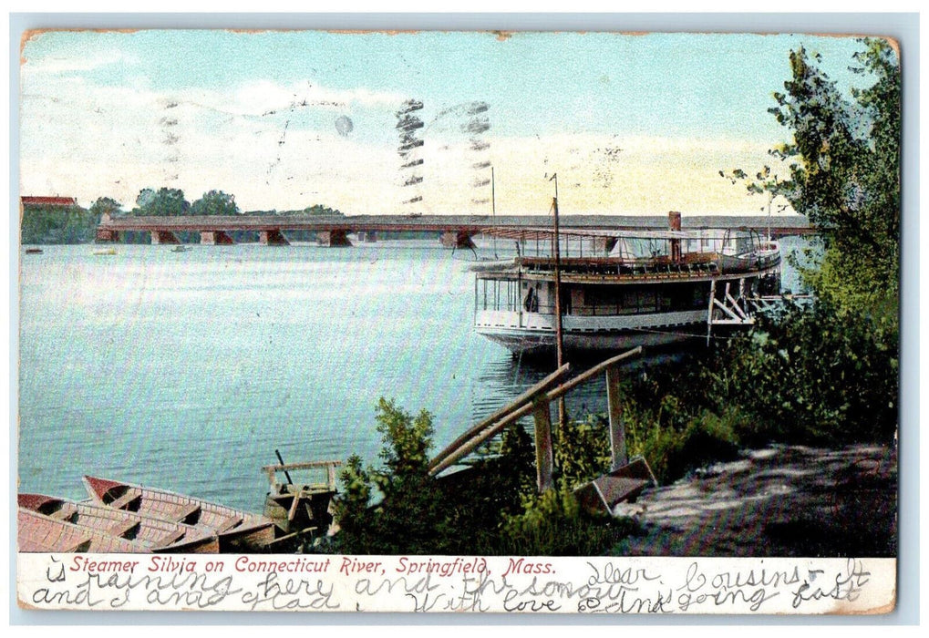Steamer Ship Silvia On Connecticut River Springfield Massachusetts MA Postcard
