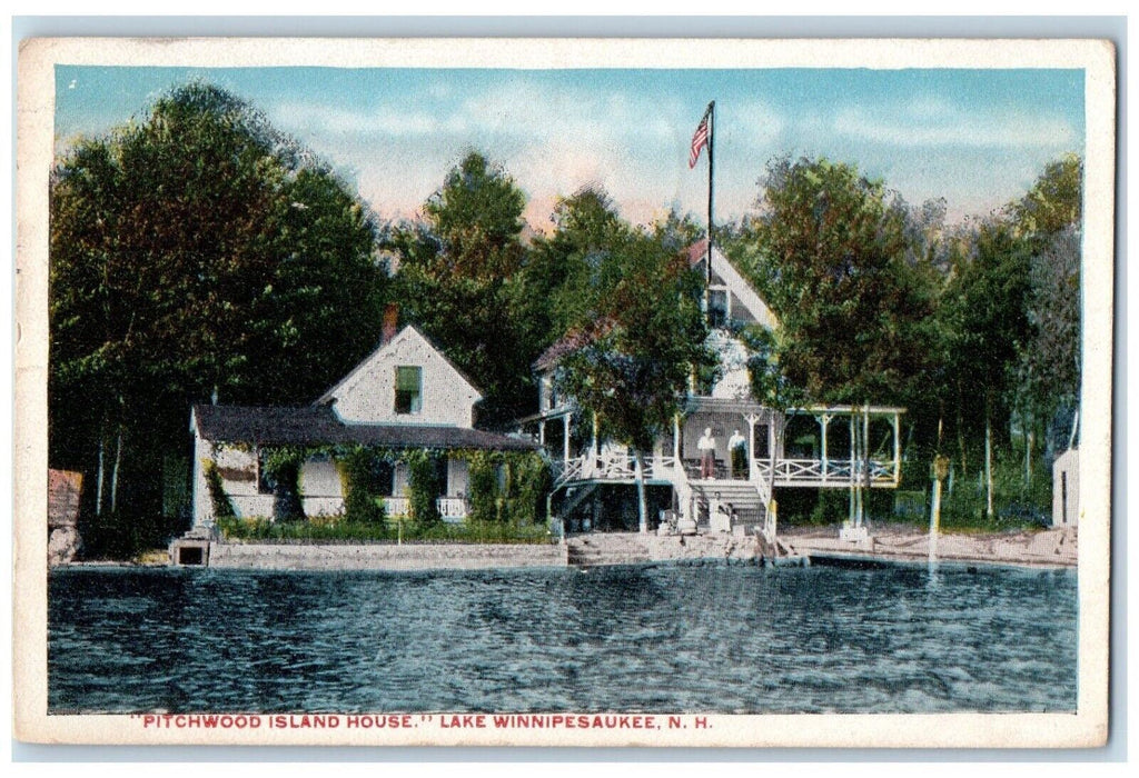 1916 Pitchwood Island House Lake Winnipesaukee New Hampshire NH Vintage Postcard