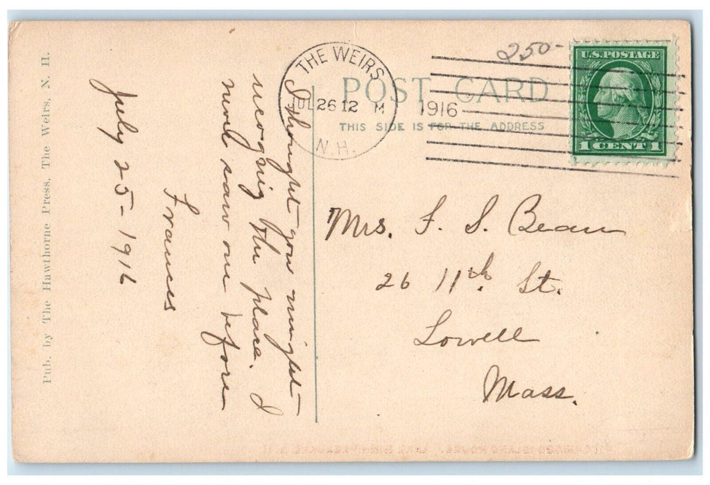 1916 Pitchwood Island House Lake Winnipesaukee New Hampshire NH Vintage Postcard