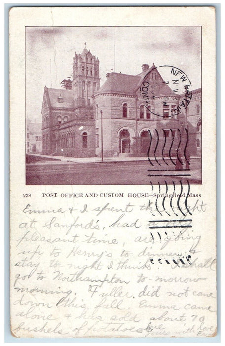 1904 Post Office And Custom House Springfield Massachusetts MA Postcard