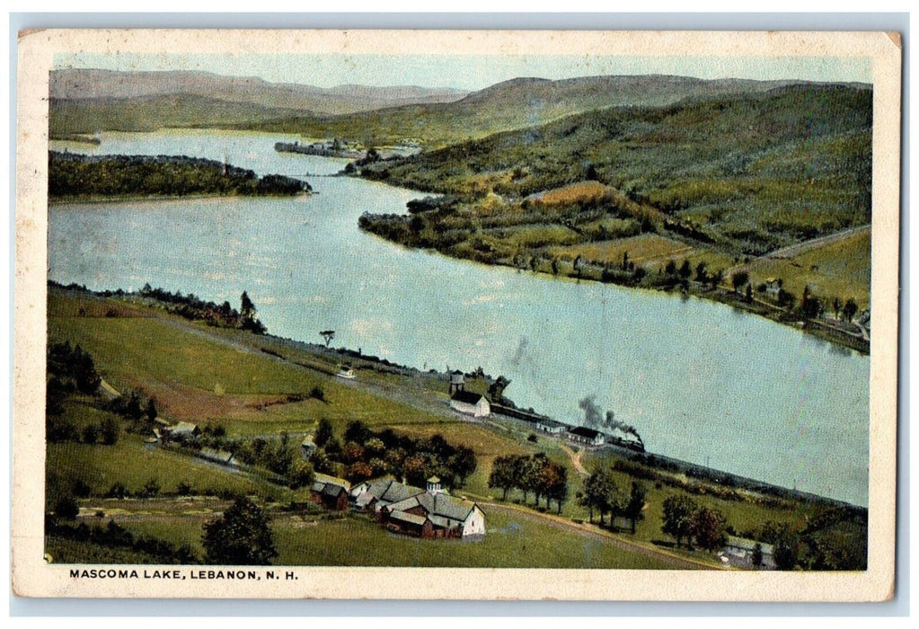 1923 Aerial View Mascoma Lake Mountain Lebanon New Hampshire NH Vintage Postcard