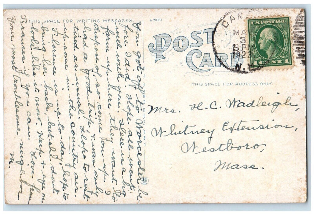 1923 Aerial View Mascoma Lake Mountain Lebanon New Hampshire NH Vintage Postcard