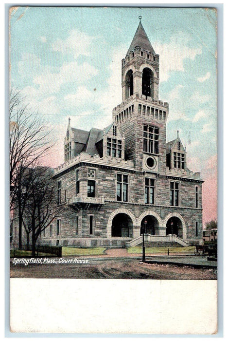 1909 Court House Mansion Exterior Scene Springfield Massachusetts MA Postcard
