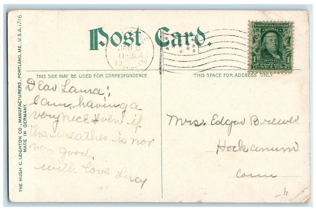 1909 Court House Mansion Exterior Scene Springfield Massachusetts MA Postcard
