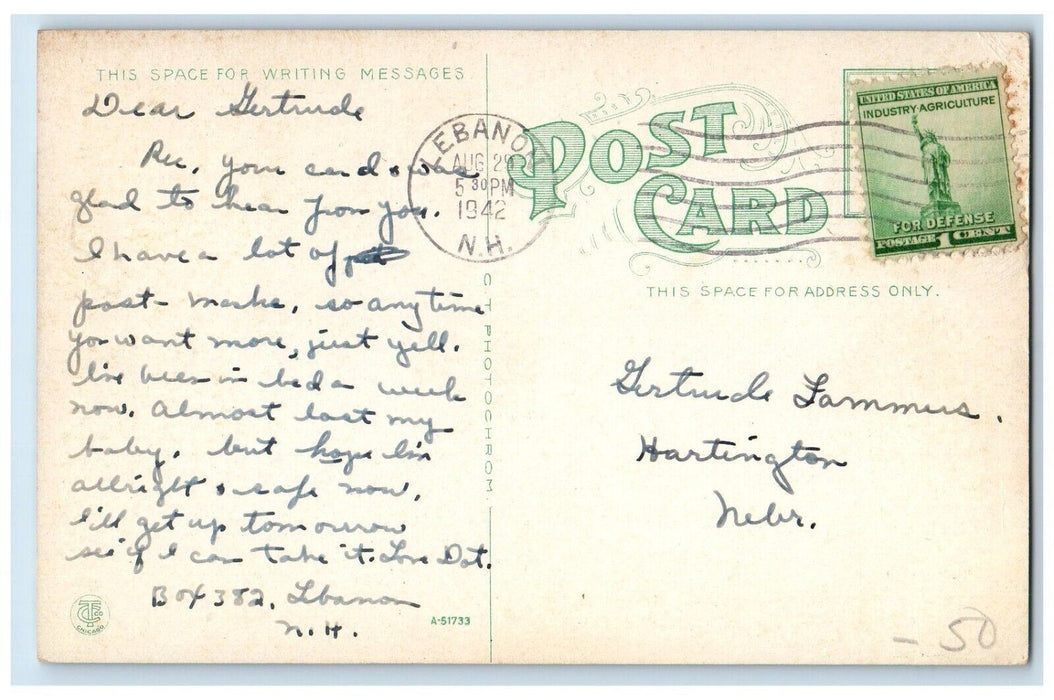 1942 Everett Knitting Mill Weather Vane Building Lebanon New Hampshire Postcard