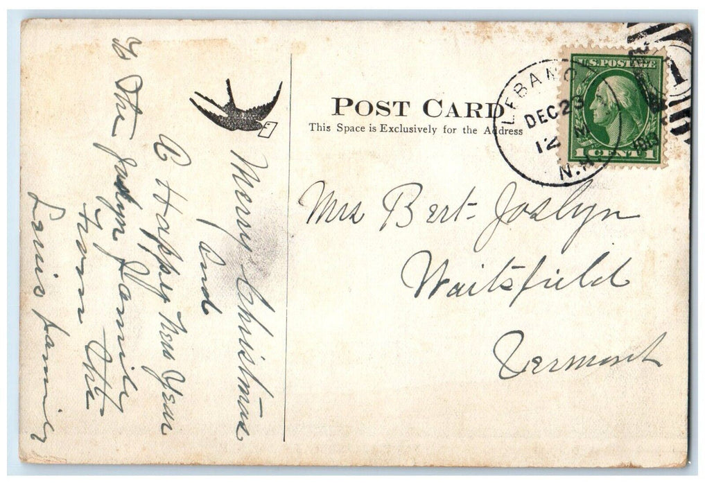 1913 New Public Library Lebanon New Hampshire AB Hunt Vintage Antique Postcard