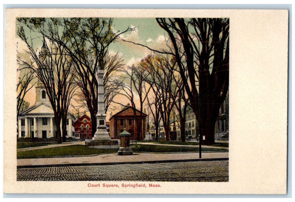 Scenic View Of Court Square Garden Park Springfield Massachusetts MA Postcard